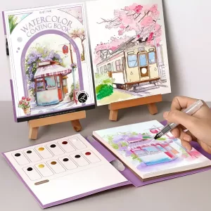 watercolour painting kit, watercolor travel kit, mini watercolor paint set