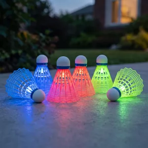 6-pack ljusstarka LED-upplysta nylonfjäderbollar för badminton