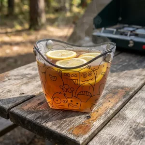 Hopfällbar utomhusskål med snäppfunktion och pop-up-kopp för picknick