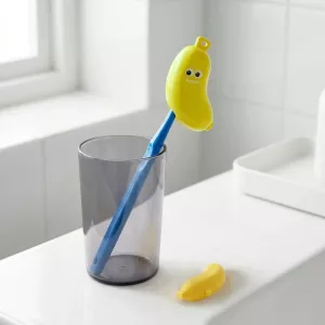 Bananformat tandborstfodral med tandkrämsresefodral för barn