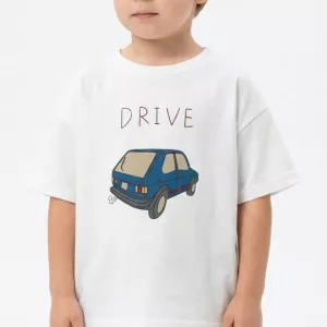 Ledig sommar-T-shirt i bomull med bilmotiv för barn