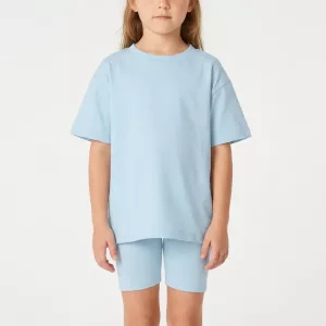 Andningsbart set i bomull med kortärmad T-shirt, leggings och shorts för barn